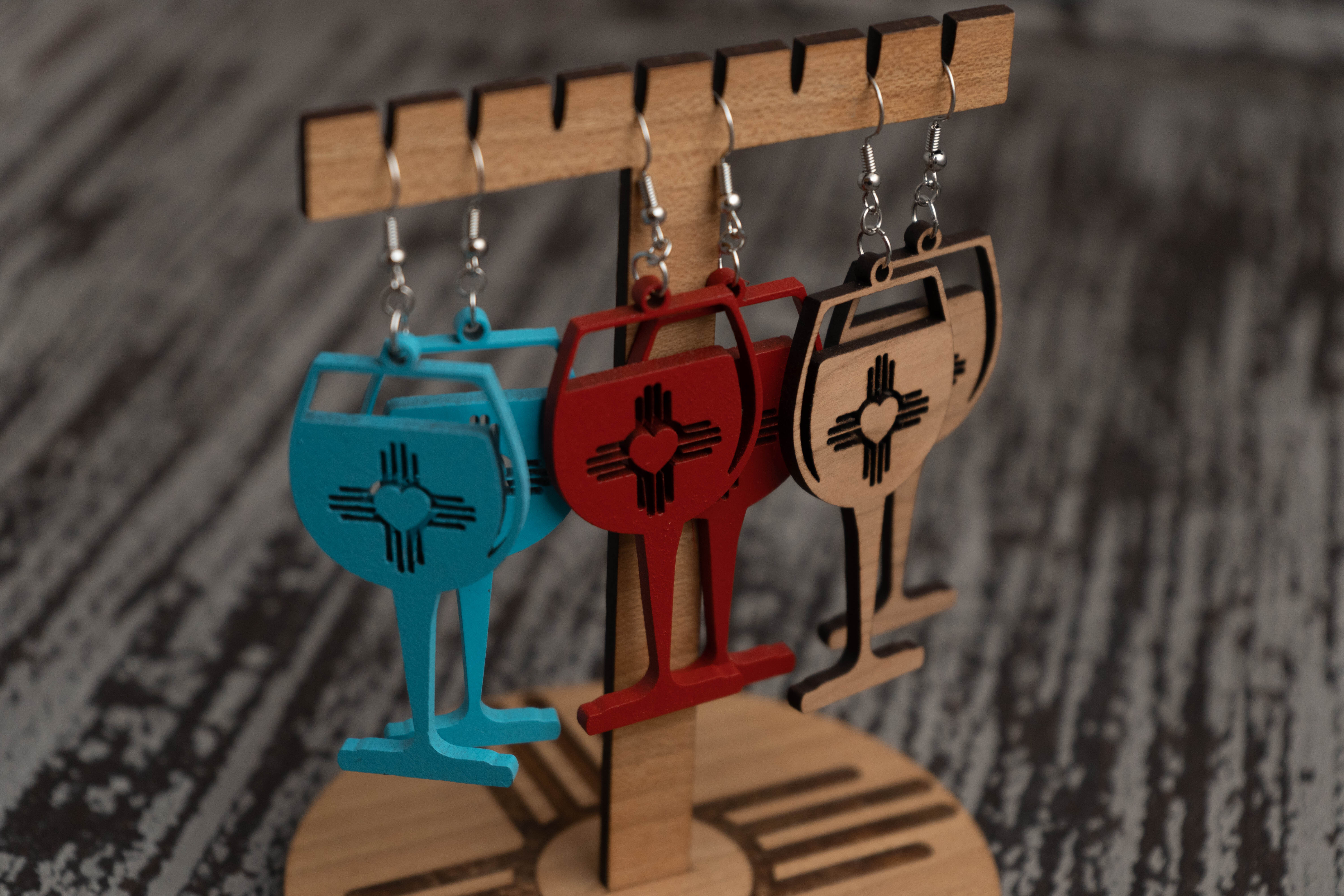 Wine Glass and Bottle dangle Earrings