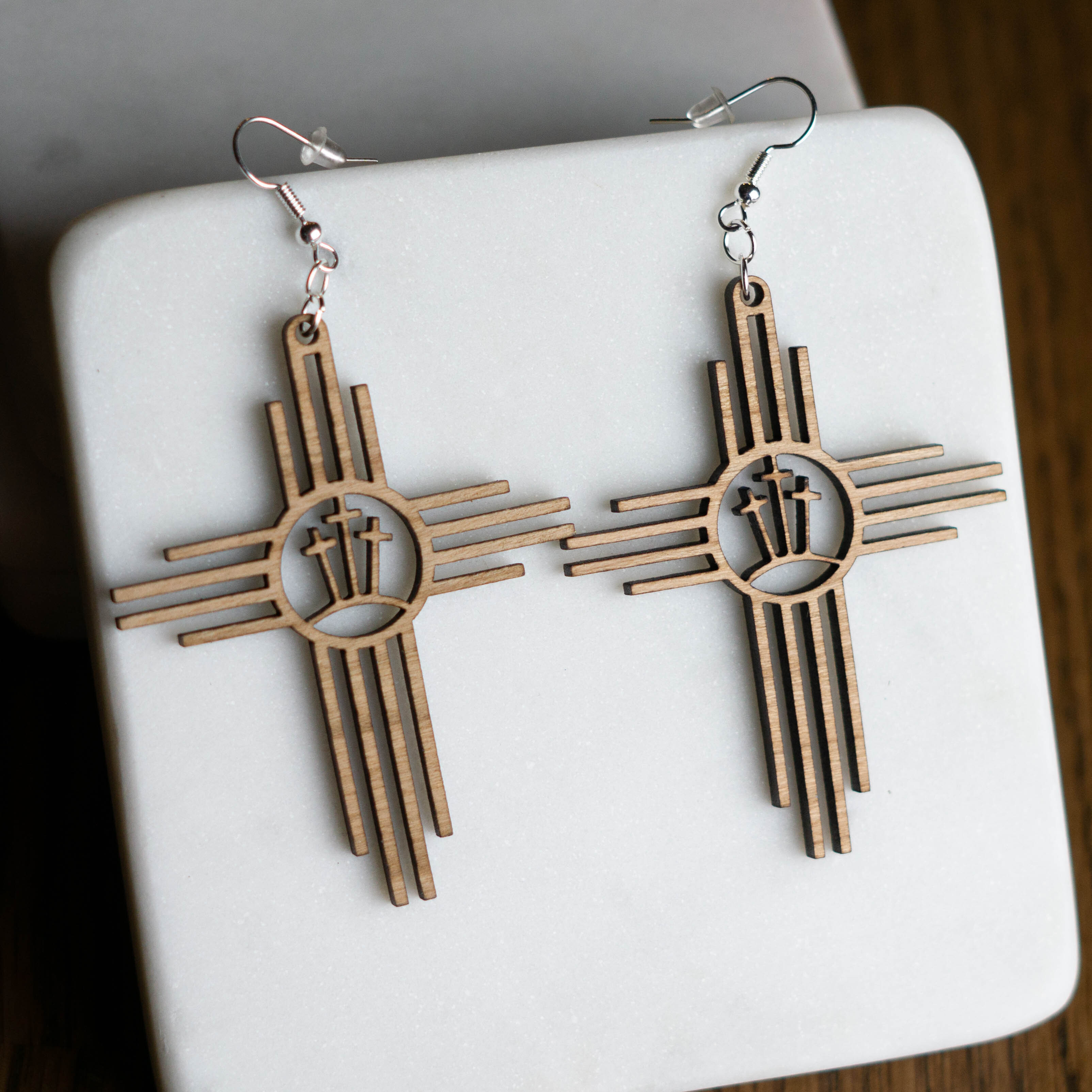 Zia Three Crosses Dangle Earrings